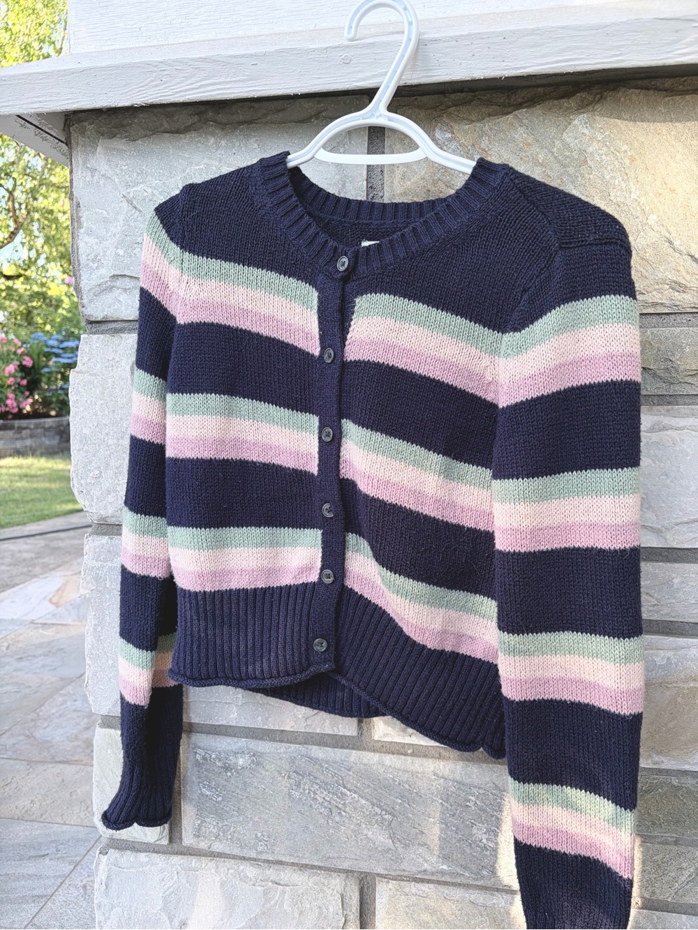 American Eagle Pastel Rainbow Stripe Cardigan